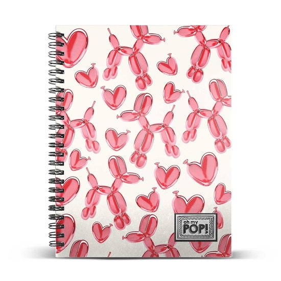 Oh My Pop! A4 notitieboek - Spiraal - Notebook - notitieblok - 120 pagina's gelinieerd - Globoniche -  Ballonnen