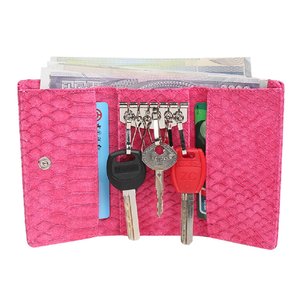 Croco portemonnee en sleuteletui - roze - 11.5 x 7 cm