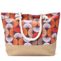 Strandtas met rits - Beach bag - Shopper - retro - circles - beige - oranje - bruin - rood - 50 x 36 x 12 cm