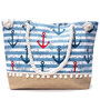Strandtas - Beach bag - Shopper - Anchor Pompon - Drukknop - 50 x 36 x 12 cm