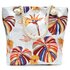 Strandtas met rits - Beach bag - Shopper - bladeren print - beige  - geel - blauw - oranje - 50 x 36 x 12 cm